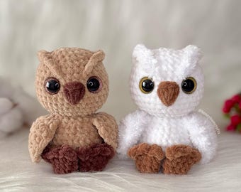 Gufo di peluche all'uncinetto: gufo di peluche amigurumi fatto a mano, morbido peluche, regalo per bambini