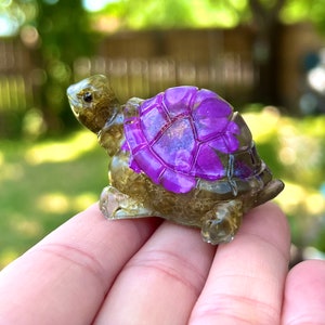 Resin Turtle Figurine | Moss Decor | Miniature Tortoise | Nature Terrarium | Turtle Decor Statue | Earthy Paper Weight | Botanical Decor