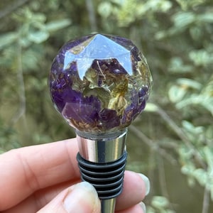 Floral Bottle Topper | Wine Bottle Stopper | Wine Cork | Preserved Flower Bouquet | Purple Flowers | Hostess Gift