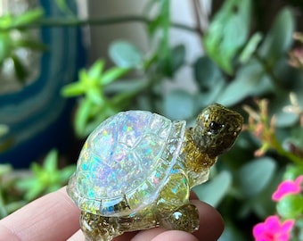 Resin Turtle Figurine | Moss Decor | Miniature Tortoise | Nature Terrarium | Turtle Decor Statue | Earthy Paper Weight | Botanical Decor