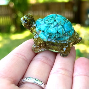 Resin Turtle Figurine | Moss Decor | Miniature Tortoise | Nature Terrarium | Turtle Decor Statue | Earthy Paper Weight | Botanical Decor