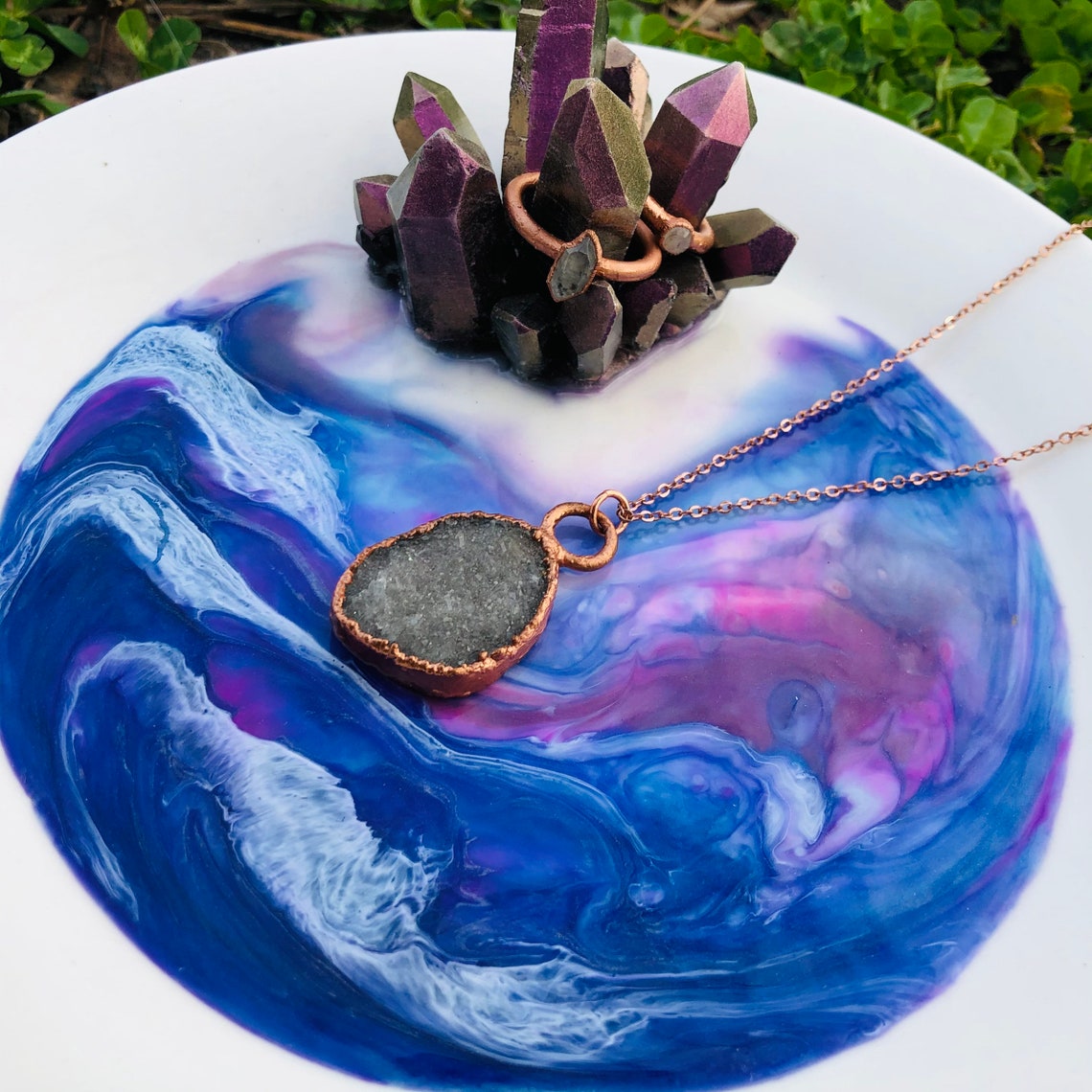 Ring Holder Crystal Jewelry Dish Resin Crystal Aura Quartz Etsy