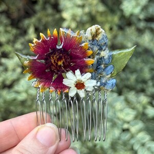 Hair Comb | Floral Botanical Hair Fork | Flower Decorative Hair Pin | Wedding Hair Accessory | Whimsical Magical Goddess Hair | Texas Flower
