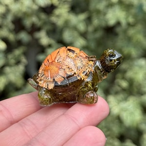 Resin Turtle Figurine | Moss Decor | Miniature Tortoise | Nature Terrarium | Turtle Decor Statue | Earthy Paper Weight | Botanical Decor