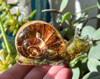 Resin Snail Figurine | Moss in resin | Orange Slice | Nature Terrarium | Snail Decor Statue | Earthy Paper Weight