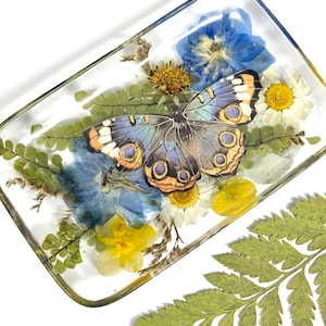 Floral Trinket Tray | Butterfly Ring Dish | Decorative Flower Tray | Botanical Butterfly Home Decor | Jewelry Dish | Soap Dish