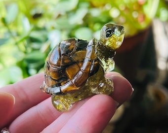 Resin Turtle Figurine | Moss Decor | Miniature Tortoise | Nature Terrarium | Turtle Decor Statue | Earthy Paper Weight | Botanical Decor