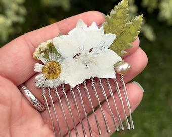 Hair Comb | Floral Botanical Hair Fork | Flower Decorative Hair Pin | Wedding Hair Accessory | Whimsical Magical Goddess Hair