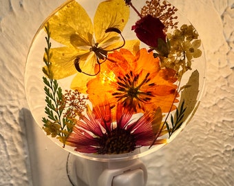 Flower Night Light | Flower Light | Desk Light | Altar Light | Floral Lamp Plug In | Nursery Light | Red Orange Yellow Flower