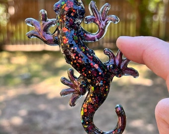 Resin Lizard Figurine | Rainbow Gecko Decor | Animal Decor | Nature Terrarium | Lizard Decor Statue | Earthy Paper Weight | Botanical Decor