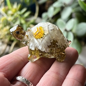 Resin Turtle Figurine | Moss Decor | Miniature Tortoise | Nature Terrarium | Turtle Decor Statue | Earthy Paper Weight | Botanical Decor