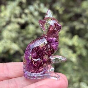 Resin Cat Figurine | Flower Cat | Nature Terrarium | Animal Decor Statue | Paper Weight | Kitten Decor