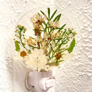 Flower Night Light | Flower Light | Desk Light | Altar Light | Floral Lamp Plug In | White Flower