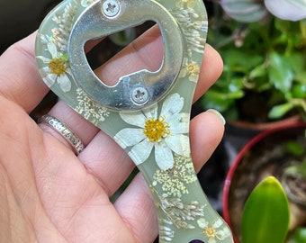 Flower Bottle Opener | Bar Key | Pressed Flower Barware | Bartender Gift | Hostess Gift