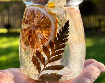 Resin Jar | Floral Jar | Stash Jar | Butterfly Flower Container | Cork Lid Jar