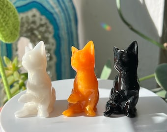 Resin Cat Figurine | Small Cat Statue | Animal Decor Statue | Paper Weight | Kitten Decor | Pet Memorial | White Cat Orange Cat Black Cat