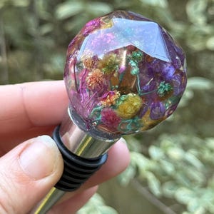 Floral Bottle Topper | Wine Bottle Stopper | Wine Cork | Preserved Flower Bouquet | Purple Flowers | Hostess Gift