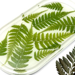 White Botanical Tray | Fern Resin Floral Trinket Tray | Ring Dish | Decorative Flower Tray | Home Decor | Flower Jewelry Dish | Modern Decor
