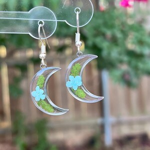 Forget Me Not Flower Earrings | Moon Flower Earrings | Colorful Trendy Earrings | Gold Earrings | Boho Earrings | Silver Flower Earrings