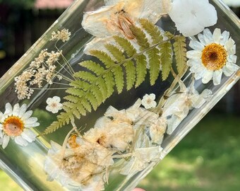 Floral Trinket Tray | Ring Dish | Decorative Flower Tray | Botanical Home Decor | Jewelry Dish | Soap Dish | White Flowers