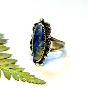 Vintage Sterling Silber Lapis Ring | Silber Edelstein Ring | Vintage Stein Ring | 925 Silber Ring | Blauer Stein Ring