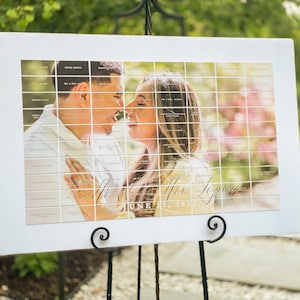 Custom Wedding Place Card Board, Engagement Photo Seating Chart, Unique Place Card Display for Wedding or Party Photo Place Card Board image 1