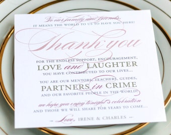 Classic Wedding Sign, Square Thank You Sign, Event Thank You, Rose and Grey - "Classic Romance" Reception Thank You Sign 5.25x5.25 - DEPOSIT