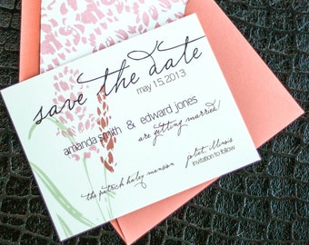 Garden Wedding Announcement, Mint Garden Wedding, Rustic Save The Date - "Graceful Botanic" Save the Date Card with Envelope - DEPOSIT