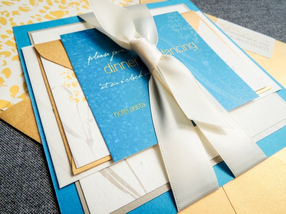 Blue and Yellow Wedding Invitations Summer Wedding - Etsy