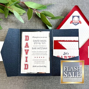 Baseball Bar Mitzvah Invitation, Sports Invitation Suite, All-Star Birthday Party, League Banquet Invites | Sample of &quot;Sports Star&quot; Design