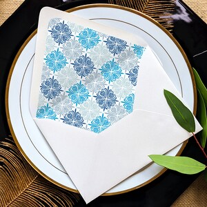 Italian Tile Pattern Envelopes with Liners, Elegant Wedding Theme Invitations, 5x7 Euro Flaps, Travel Design - Mosaic A7 Envelope Liner