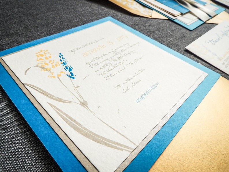 Blue and Yellow Wedding Invitations Summer Wedding | Etsy