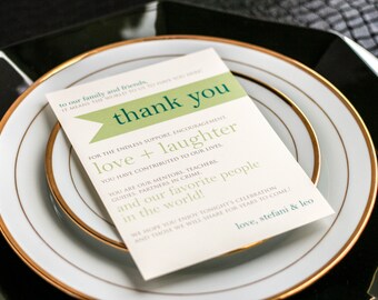 Wedding Signage, Reception Table Sign, Wedding Thank You Sign, Green and Mint - "Preppy Chic Striped" Reception Thank You Sign 5x7 - DEPOSIT