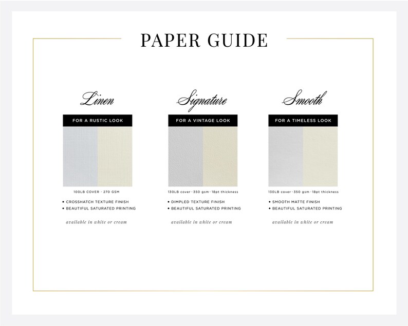 a paper guide with three different shades of paper