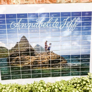 Plano de asientos con fotos apaisadas, tarjetas de lugar para bodas, tarjetas de lugar únicas, ideas para recepciones de boda - Tablero de 76 x 101 cm - DEPÓSITO