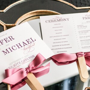 Blush Pink Ceremony Programs, Rose Fan Programs, Classic Destination Wedding, Elegant Fan Program Classic Elegance Fan Program DEPOSIT image 3