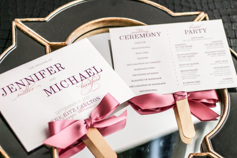 Blush Pink Ceremony Programs, Rose Fan Programs, Classic Destination Wedding, Elegant Fan Program Classic Elegance Fan Program DEPOSIT image 3