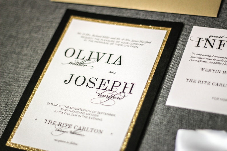 Art Deco Wedding Invitations, Black Tie Galas, Elegant New Year's Eve Party, Glam Milestone Events | Sample of "Classic Elegance" Design image 2