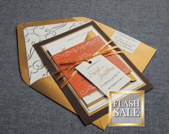 Barn Wedding Invitation, Boho Chic Invites, Rustic Wedding Invitations, DIY Invitation Suite - "Enchanting Vintage" FP-2L-v3 SAMPLE
