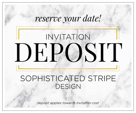 Modern Striped Invitations, Luxury Invitation Suite with Stripes, Playful Wedding Invitation, Modern Invites -"Sophisticated Stripe" DEPOSIT