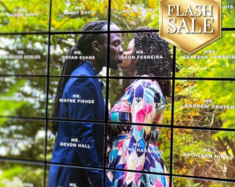 Diseño único de plano de mesas para bodas, tarjeta de lugar con foto de compromiso, ideas para bodas africanas, expositor moderno de tarjetas de acompañamiento para eventos - Tablero de tarjetas de lugar con fotos
