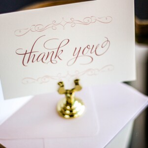 Blush Thank You Card, Shabby Chic Stationery, Wedding Thank You Cards, Baby - "Enchanting Vintage Flourish" Flat Thank You Cards - DEPOSIT
