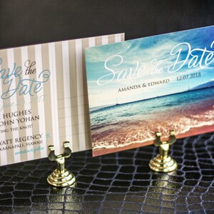 Turquoise and Khaki, Beach Wedding, Engagement Postcard, Wedding Save the Date - "Starfish and Shell" Save the Date Photo Postcard - DEPOSIT