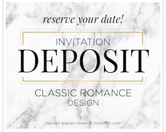 Romantic Wedding Invitation Suite, Wedding Invitations, Blush and Gold Invites, Formal Wedding, Invitation Set - "Classic Romance" DEPOSIT