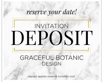 Nature Invitation Suite, Floral Rustic Invitations, Boho Chic Wedding Invitations, Garden Wedding Invitation - "Graceful Botanic" DEPOSIT