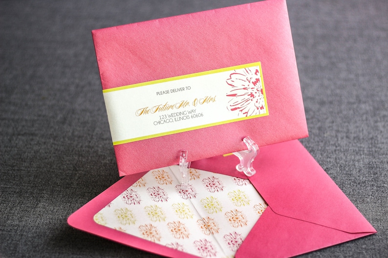 Tropical Wedding Invitations, Hawaiian Invitations, Summer Wedding, Pink Bat Mitzvah Invitations - "Dramatic Tropical" FP-2L-v1 SAMPLE image 4