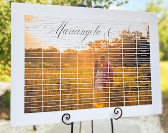 Luxurious Romantic Wedding Seating Display, Unique Place Cards, Photo Board, American Wedding Reception Name Board - Photo Place Card Board