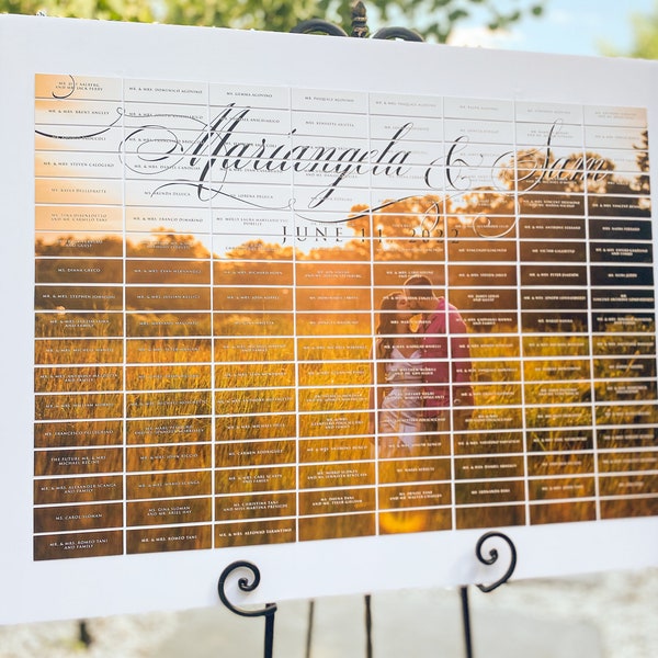 Luxurious Romantic Wedding Seating Display, Unique Place Cards, Photo Board, American Wedding Reception Name Board - Photo Place Card Board