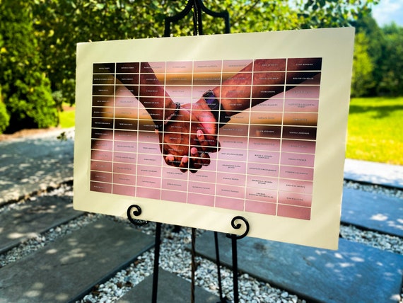 Vintage Seating Display, Unique Wedding Seating Chart, Photo Place Card Board, Reception Place Cards, LGBTQ+ Wedding Ideas - Photo Board