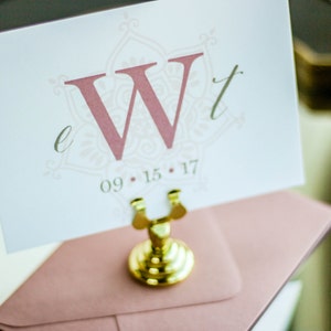 Rose Stationery, Henna Thank You, Bridesmaid Monogram Notecard, Indian Stationery - "Modern Henna" Flat Personalized Stationery - DEPOSIT